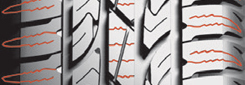 Zick-Zack-Muster auf der Reifenlauffläche