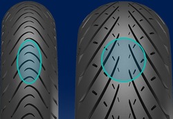 La zona de contacto es más corta pero más ancha en comparación con la del ROADTEC™ Z8 INTERACT™: